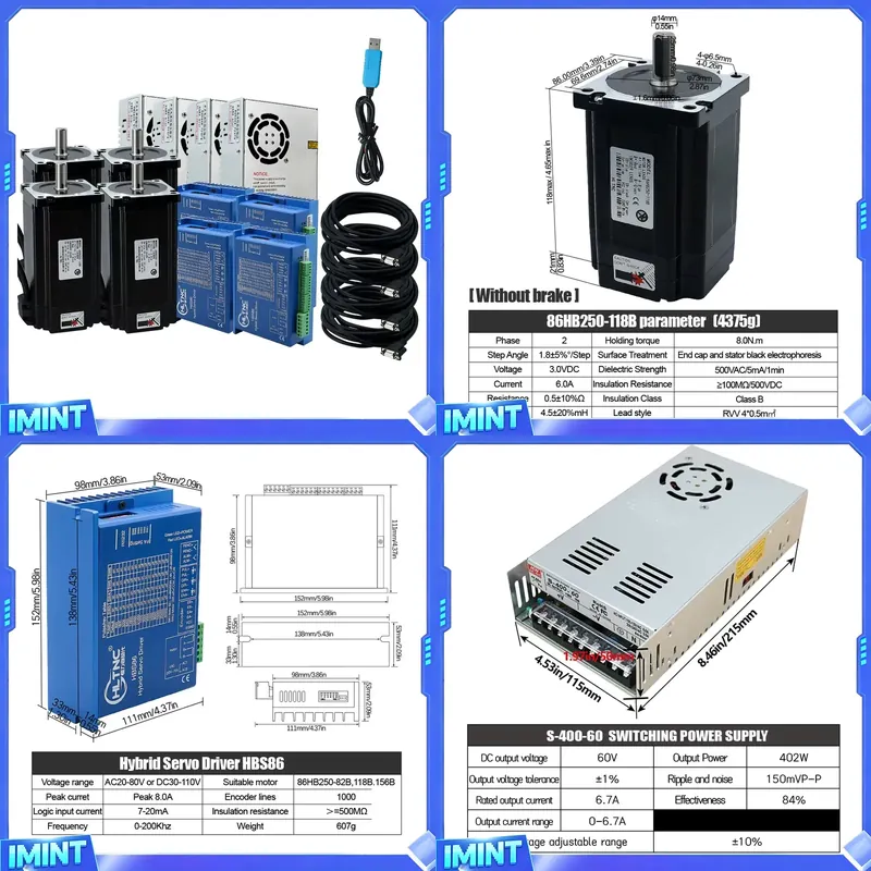 Hybrid Servo Driver Nema 34 8.5Nm - 4-Achsen Nema 34 Closed-Loop-Schrittmotor-Kit 4,5Nm 8,5Nm