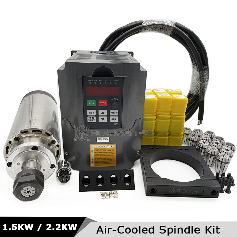 Air Cooled 1.5Kw Spindle Motor Inverter 110V - 2,2KW 1,5KW Luftgekühlter CNC-Spindelsatz 220V 110V