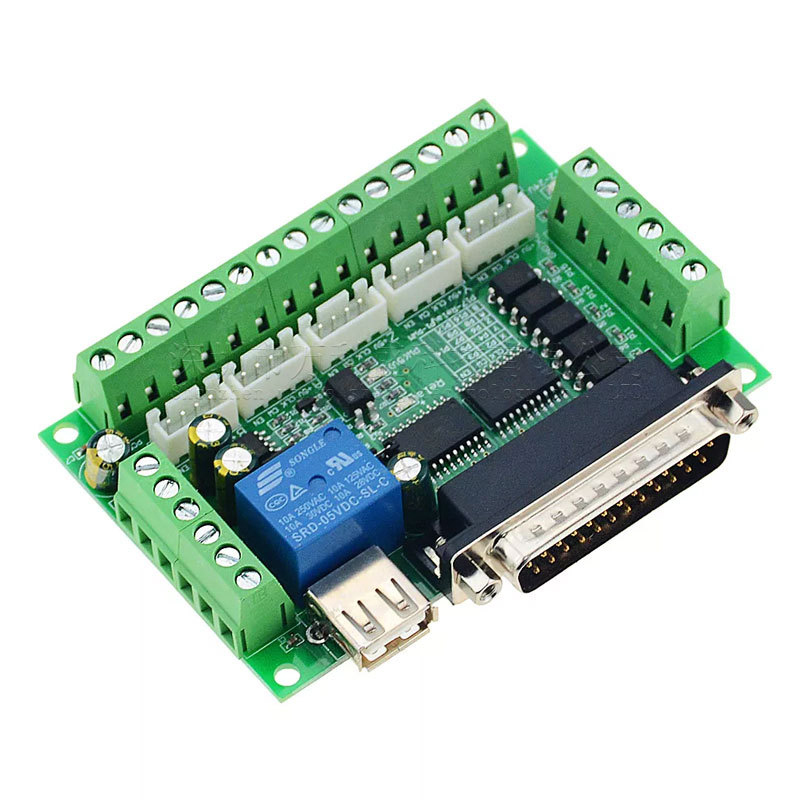 5 Axis Cnc Breakout Board Interface Mach3 - 5-Achsen-CNC-Schnittstellenadapter-Breakout-Board für Schrittmotortreiber Mach3 + USB-Kabel